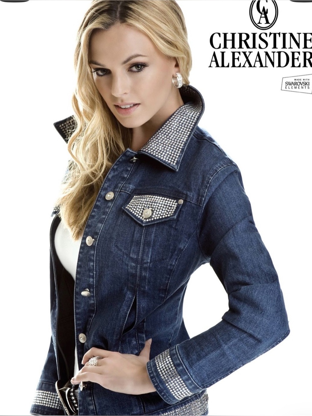NWOT — Rhinestones Studded Denim Jacket